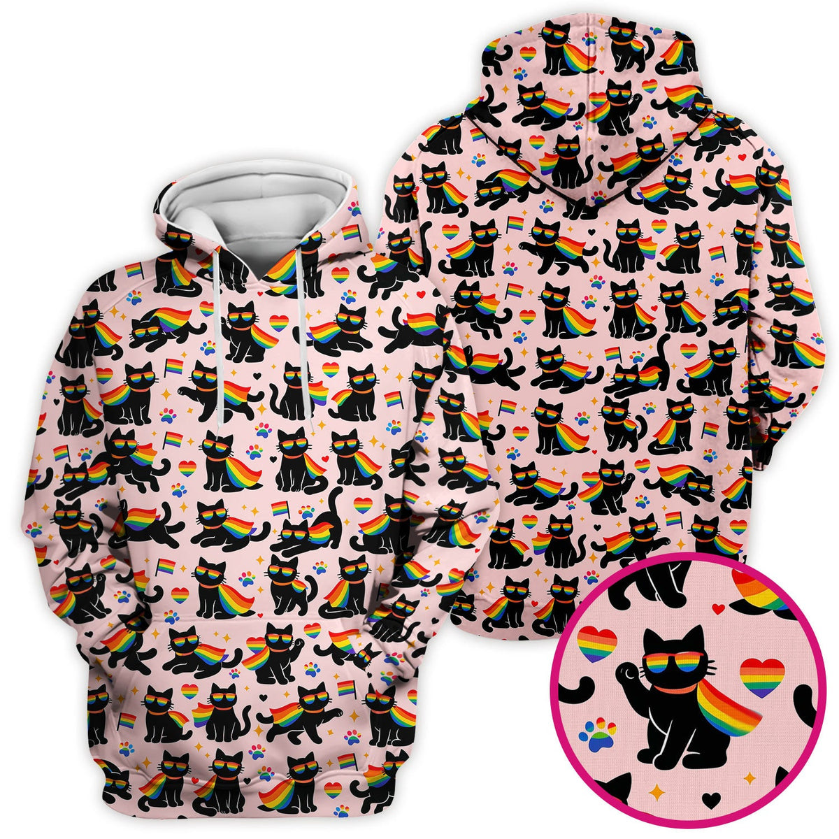 Rainbow Black Cat Pride Nurse Scrub Top