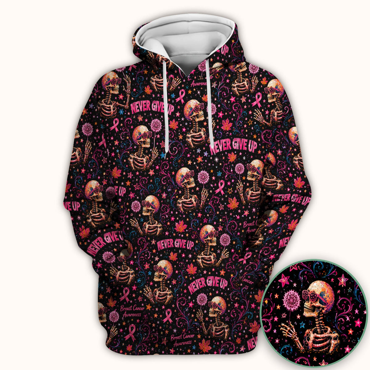 Breast Cancer Awareness Skeletons Nurse Scrub Top