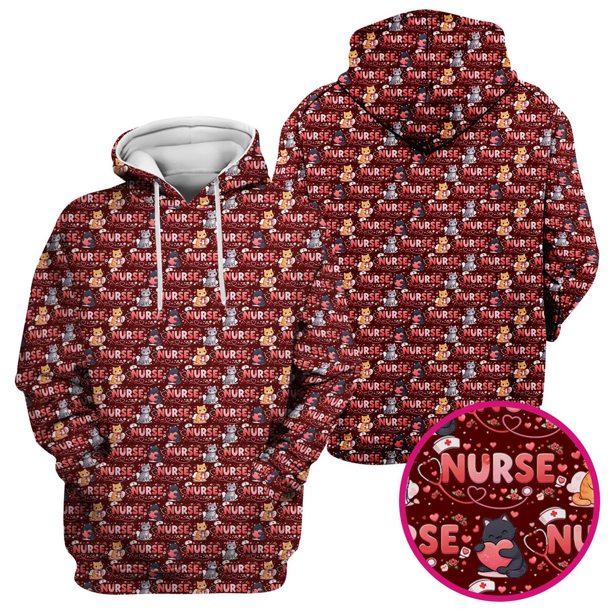 Cat Heart Nurse Scrub Top - Valentines Day Gift