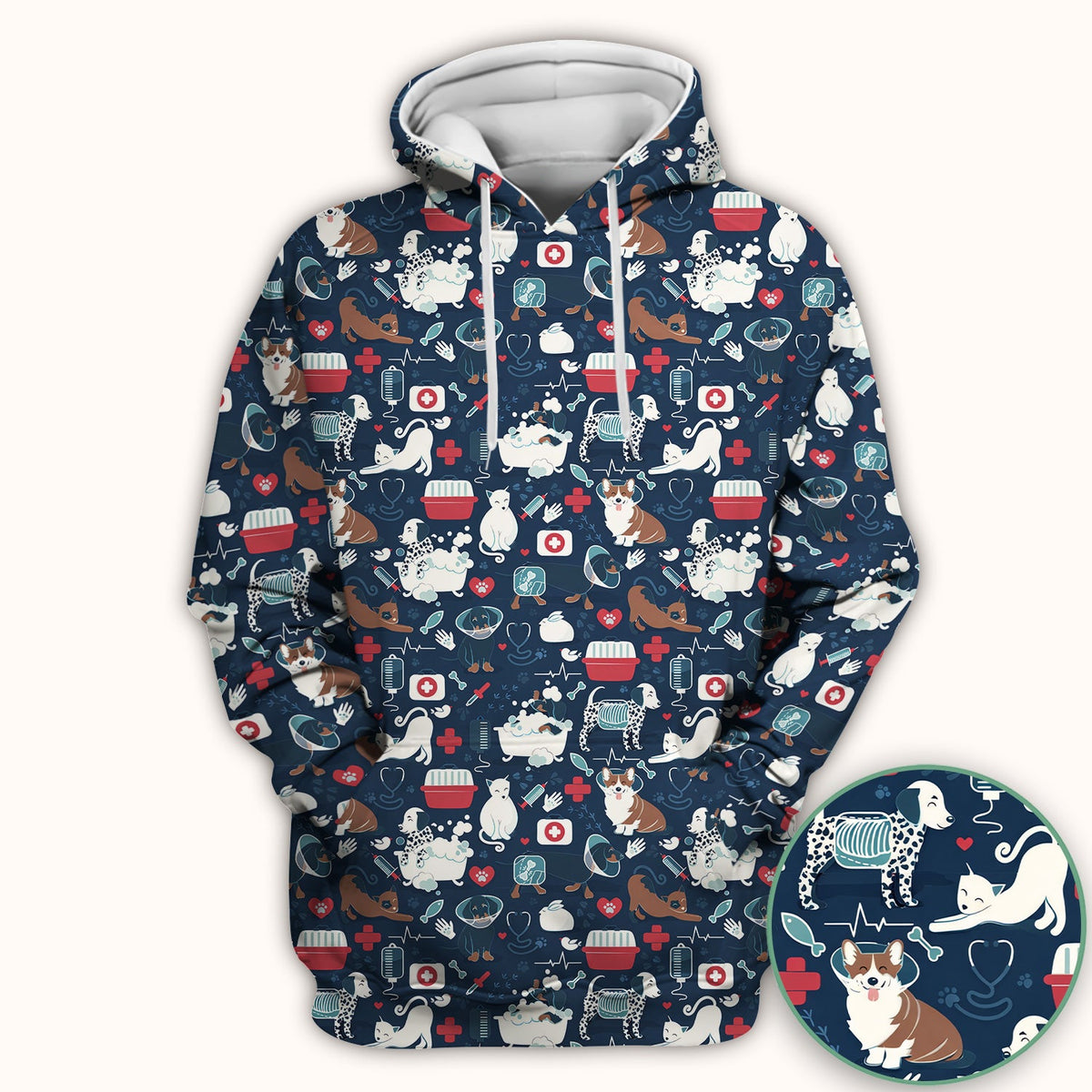 Dogs Veterinary Tools Nurse Scrub Top