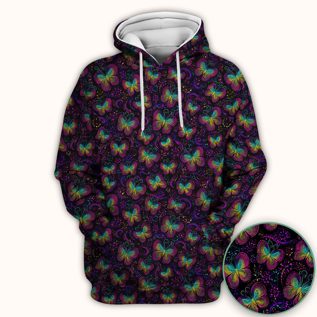Neon Butterfly Swirl Nurse Scrub Top