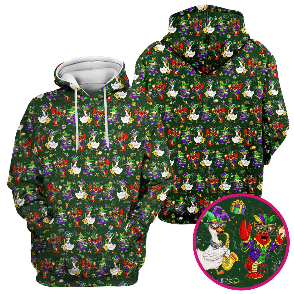 Crawfish Duck Mardi Gras Nurse Scrub Top