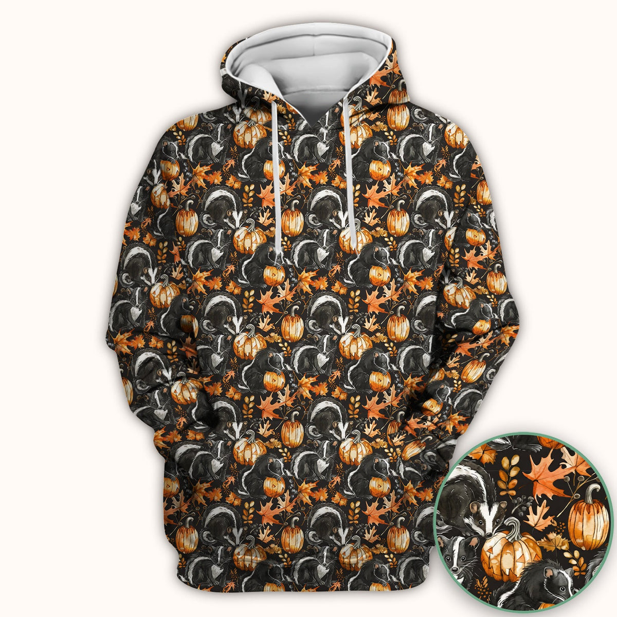 Skunk Pumpkin Autumn Leaves Nurse Scrub Top