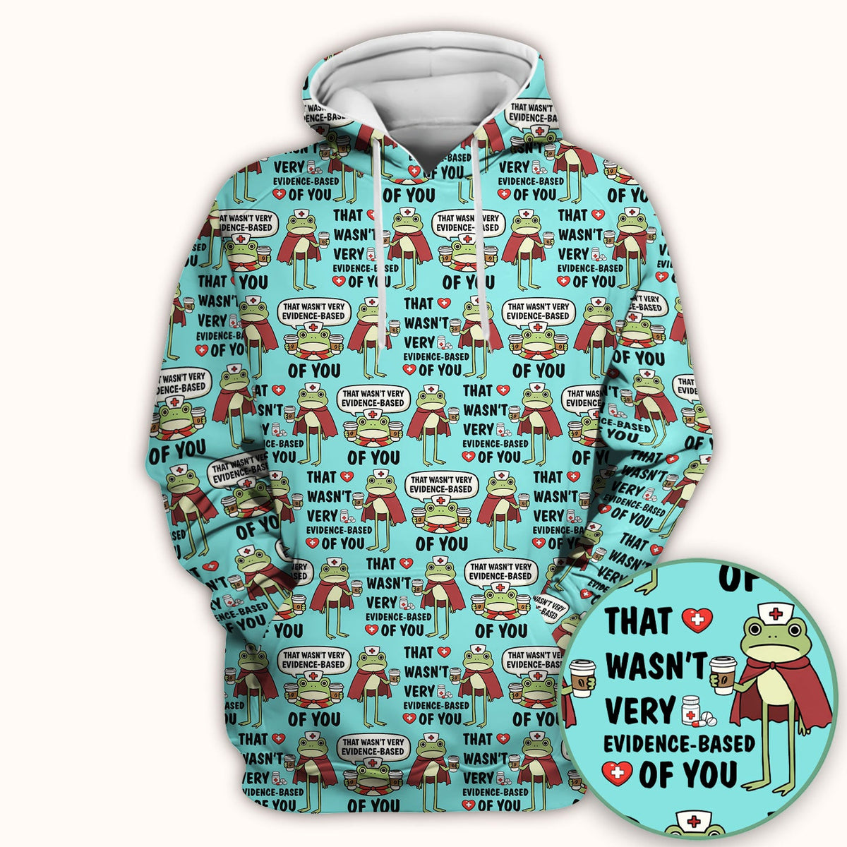Funny Frog Nurse Quote Medical Pattern Scrub Top, Breathable Fabrics Nursing Uniform