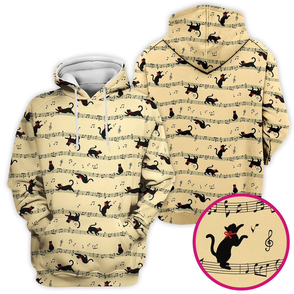 Dancing Black Cat Music Nurse Scrub Top