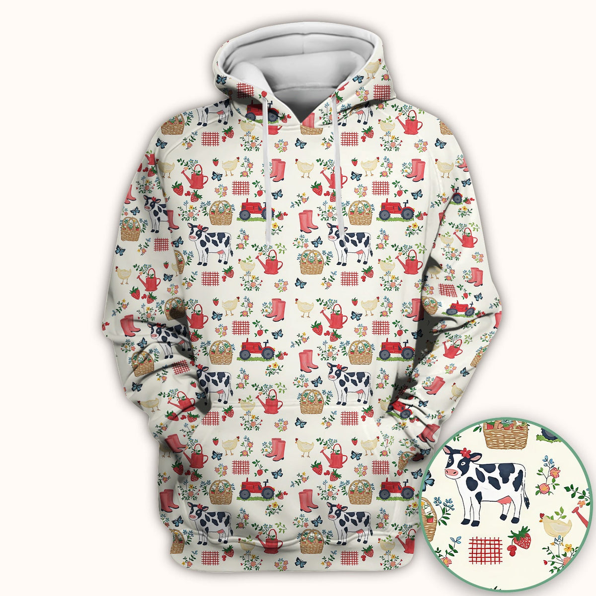 Cow Chicken Farm Nurse Scrub Top
