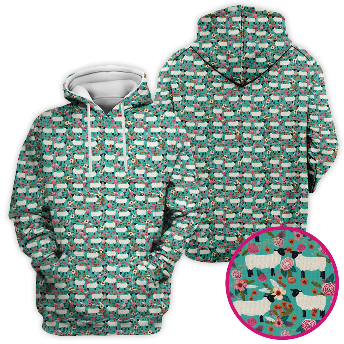 Sheep Floral Meadow Nurse Scrub Top