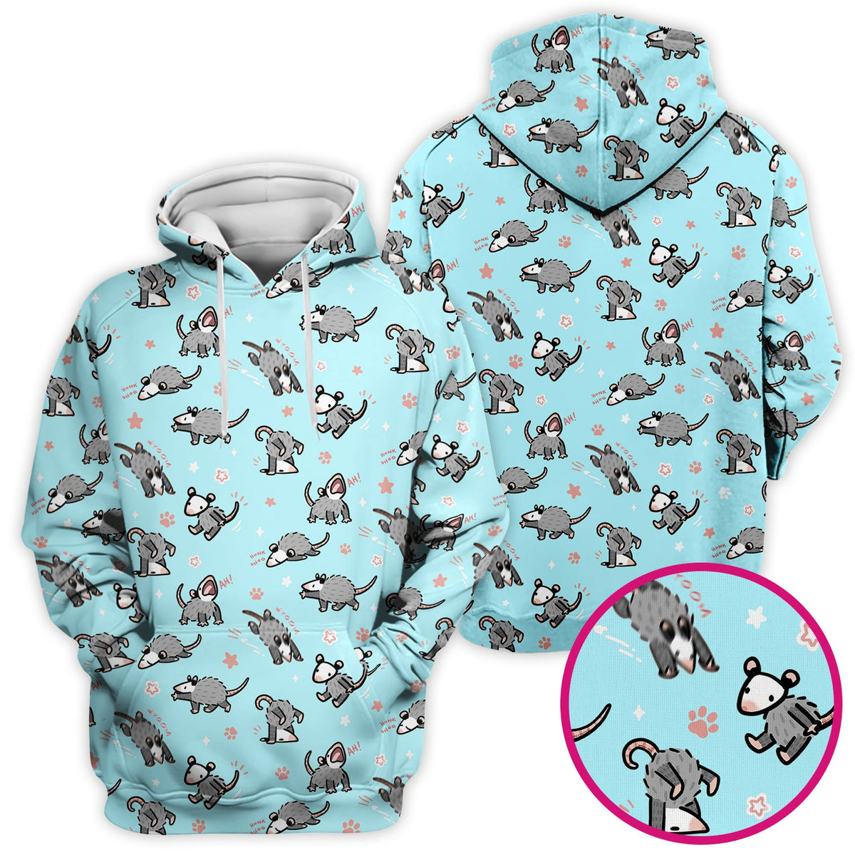 Cartoon Opossum Nurse Scrub Top