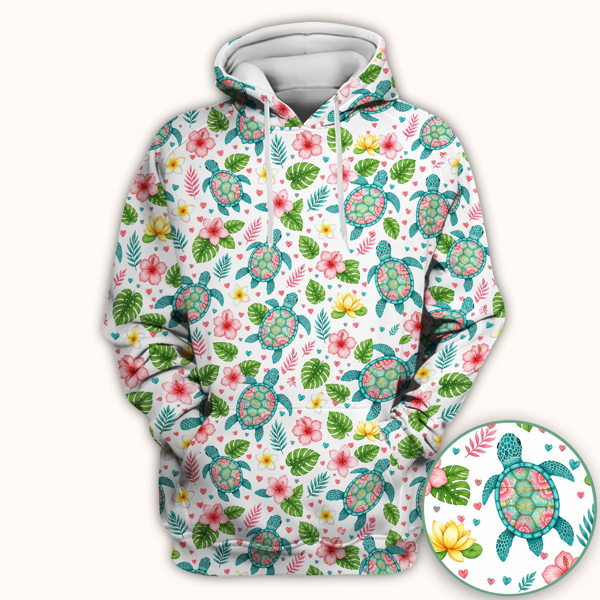 Tropical Sea Turtle Floral Nurse Scrub Top