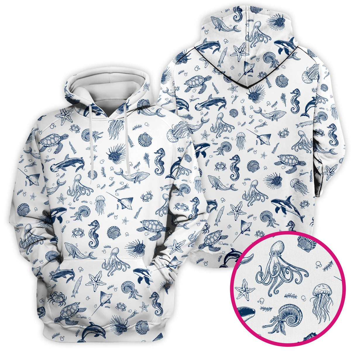 Marine Sea Life Nurse Scrub Top