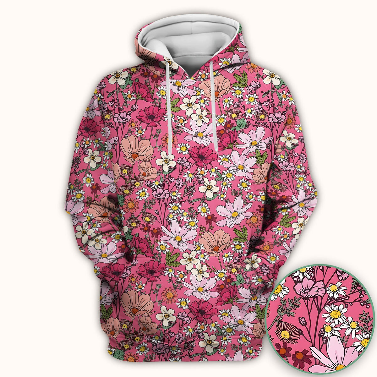 Pink Daisy Wildflower Nurse Scrub Top