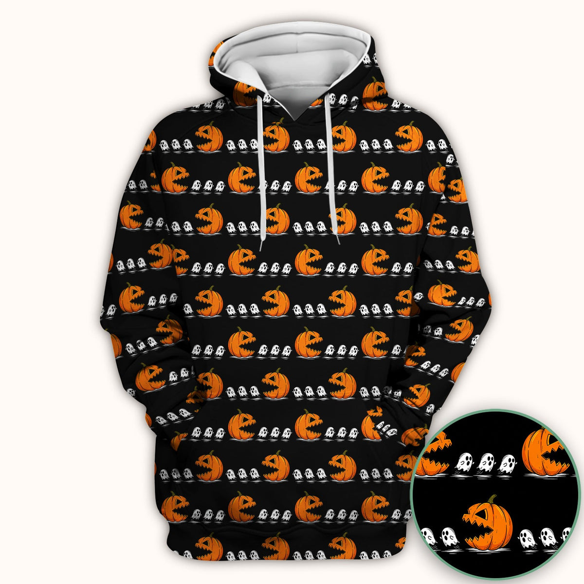 Spooky Pumpkin Ghost Nurse Scrub Top