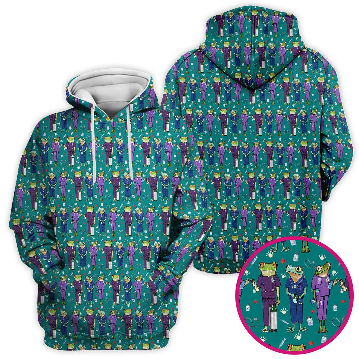 Frog Print Nurse Scrub Top