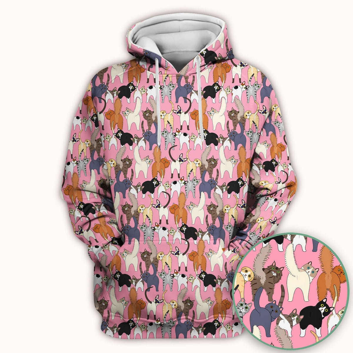 Whimsical Multicolor Cat Cartoon Nurse Scrub Top