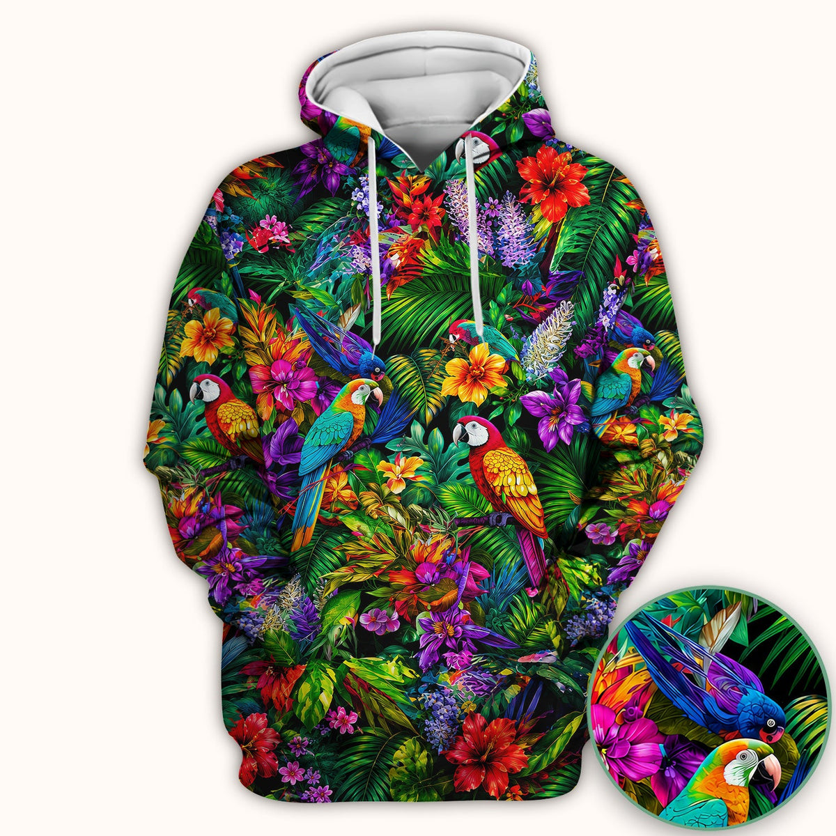 Tropical Parrot Jungle Blossom Nurse Scrub Top