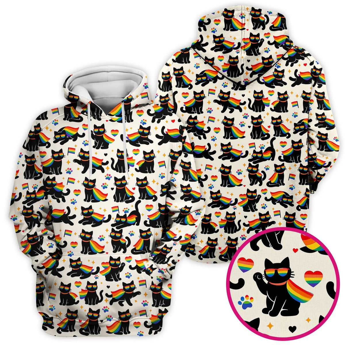 Rainbow Black Cat Pride Nurse Scrub Top