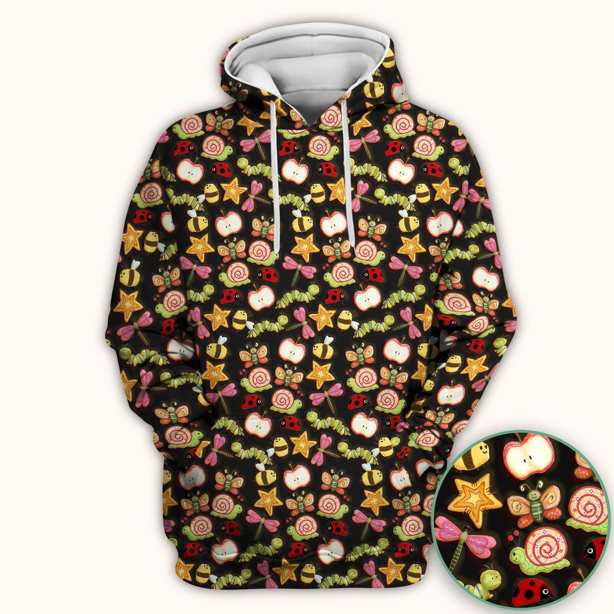 Snail Ladybug Caterpillar Apple Garden Nurse Scrub Top