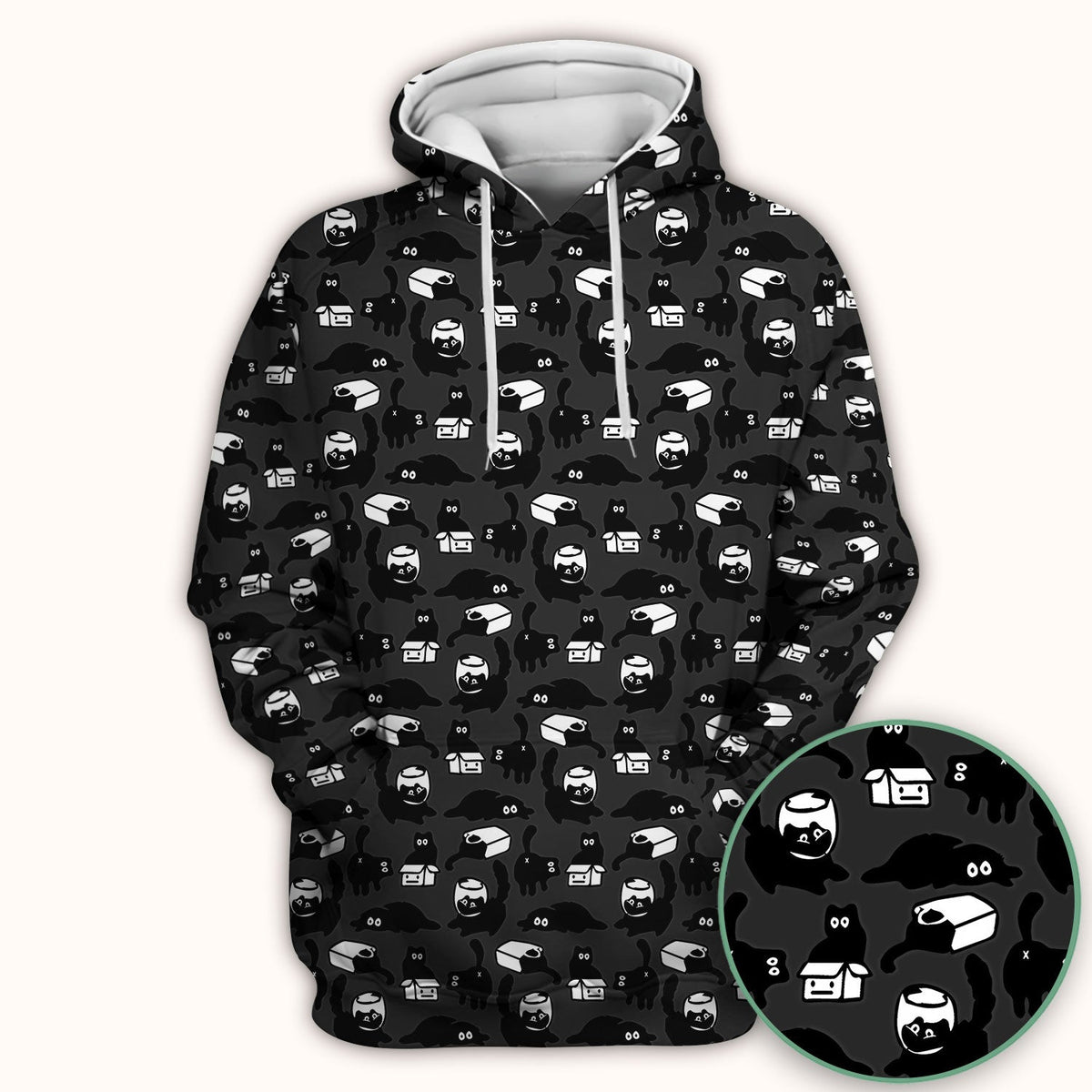 Dark Playful Cat Nurse Scrub Top