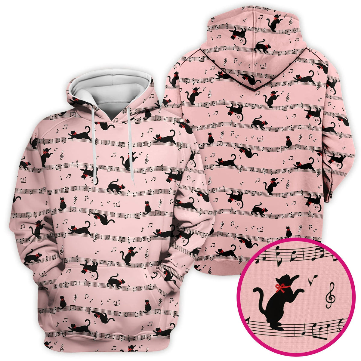 Dancing Black Cat Music Nurse Scrub Top