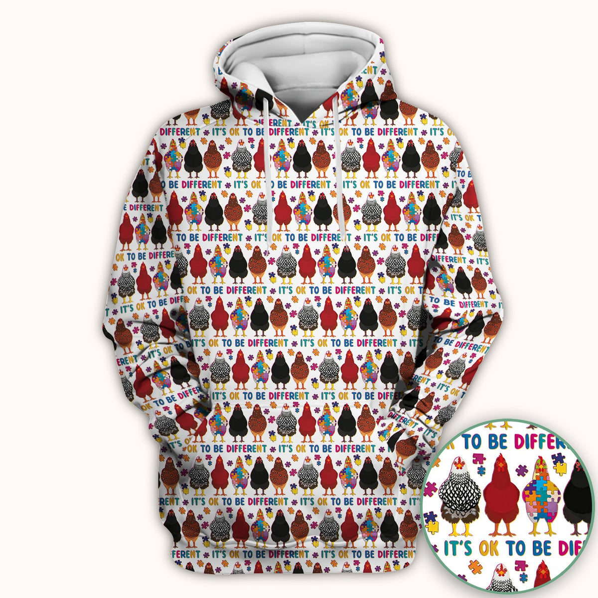 Autism Chicken It's OK To Be Different Nurse Scrub Top