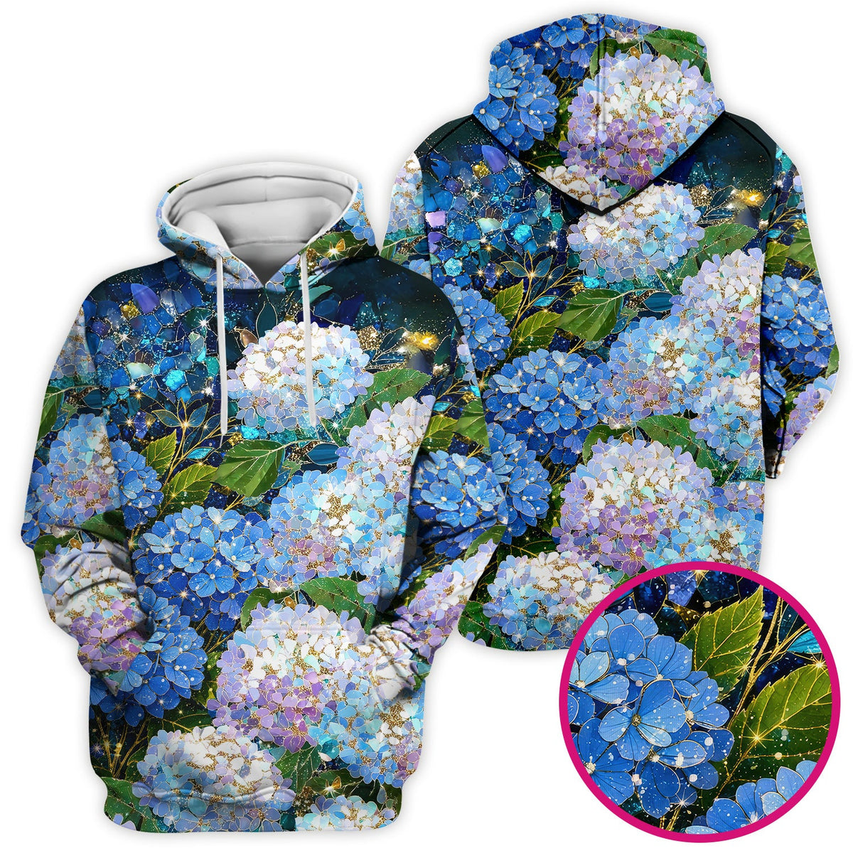 Blue Hydrangea Floral Nurse Scrub Top