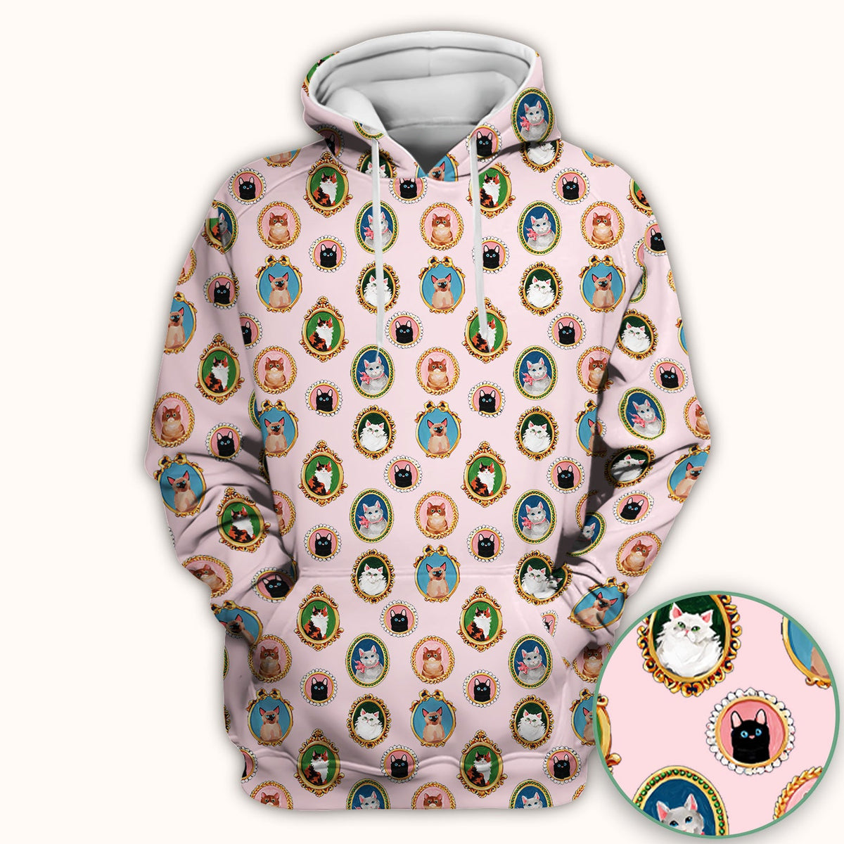 Vintage Cat Portrait Nurse Scrub Top