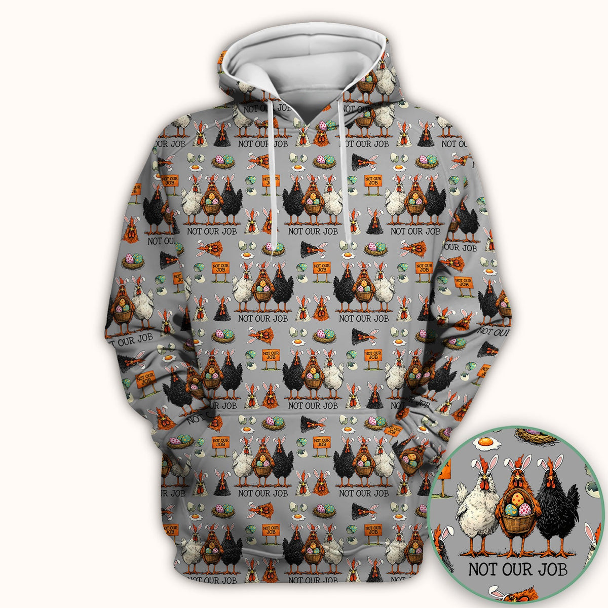 Funny Easter Chicken Humor Pattern Scrub Top, Comfortable Scrubs for Nurses