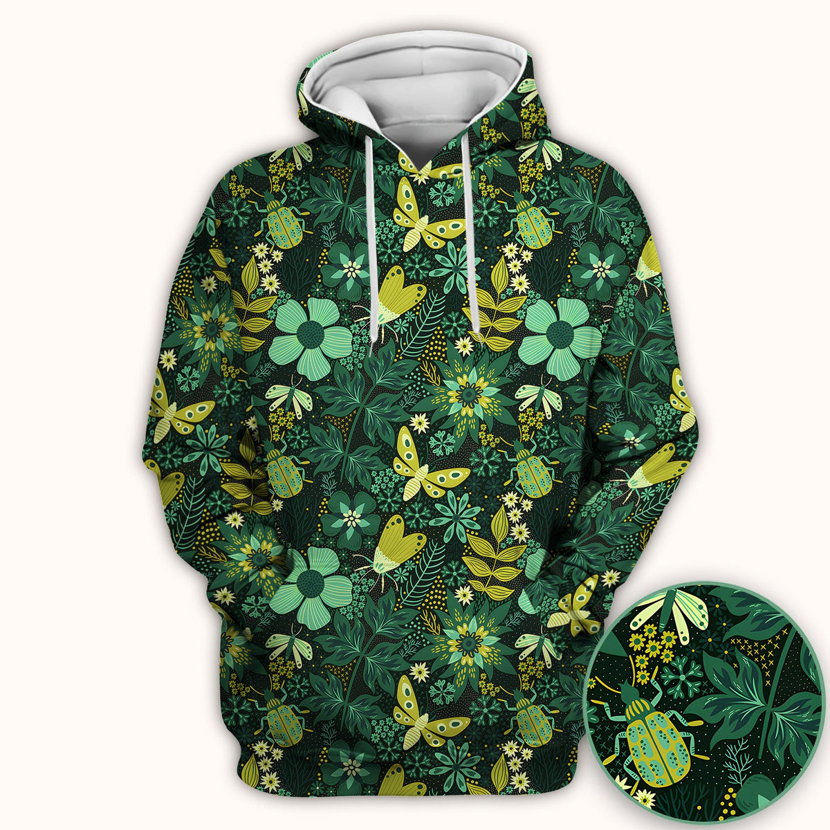 Green Botanical Butterfly Nurse Scrub Top
