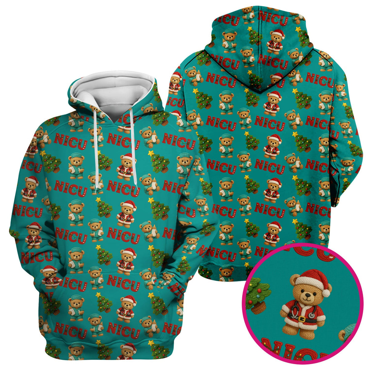 NICU Nurse Teddy Bear Scrub Top - Christmas Gift