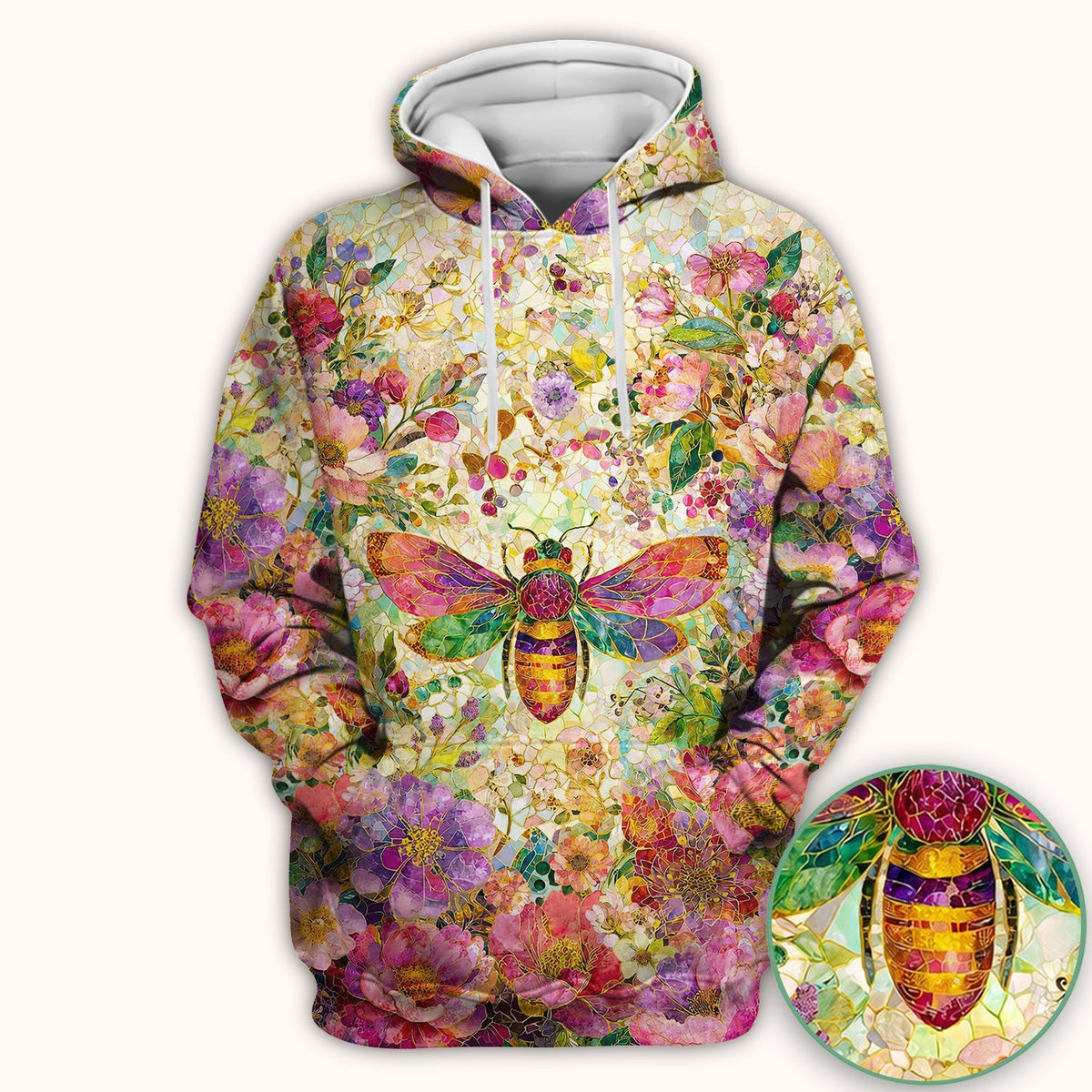 Vibrant Mosaic Bee Nurse Pattern Scrub Top, Comfortable Scrubs for Nurses
