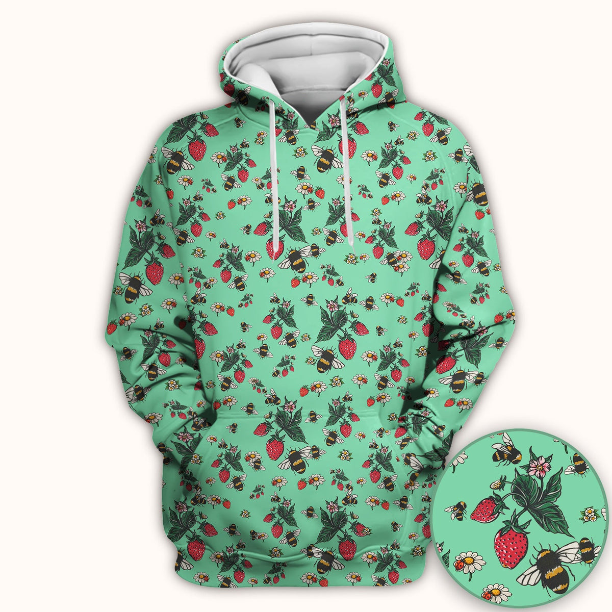 Strawberry Bee Daisy Nurse Scrub Top