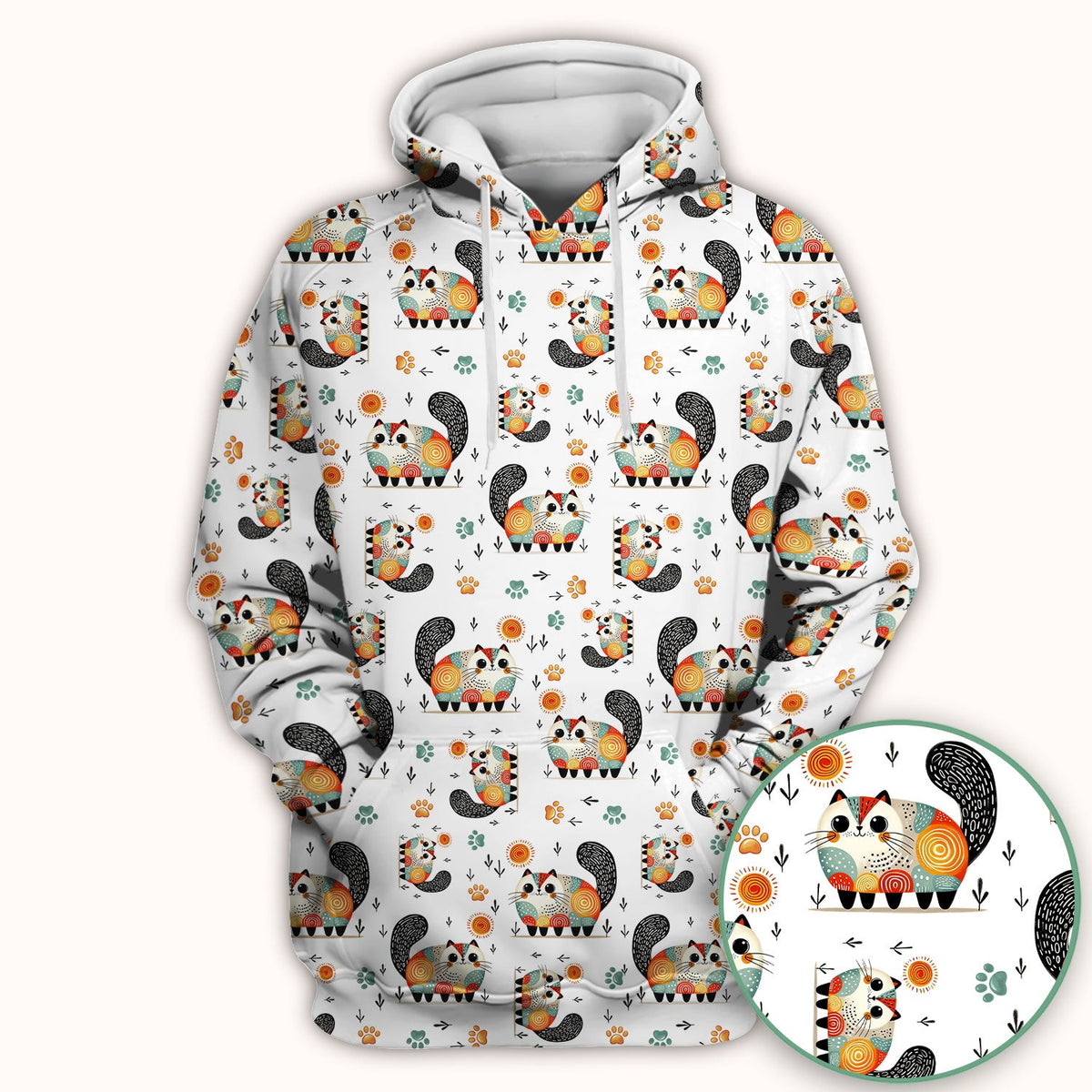 Cat Illustration Nurse Scrub Top
