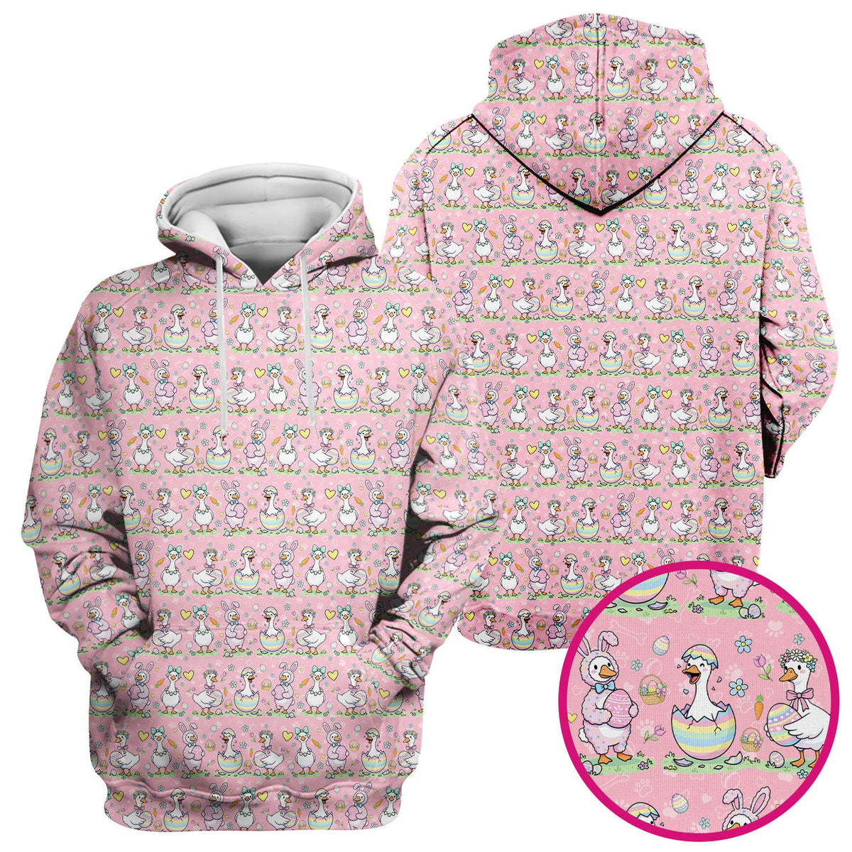 Pastel Easter Goose Bunny Egg Pattern Scrub Top, Comfortable Scrubs for Nurses