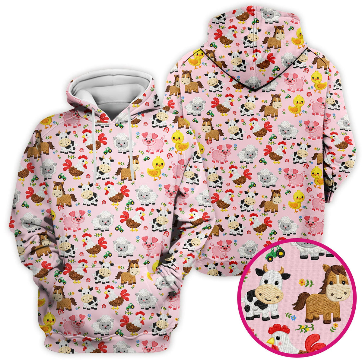 Cartoon Farm Animal Nurse Scrub Top