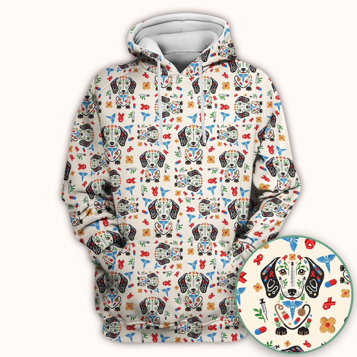 Dachshund Medical Icon Nurse Scrub Top