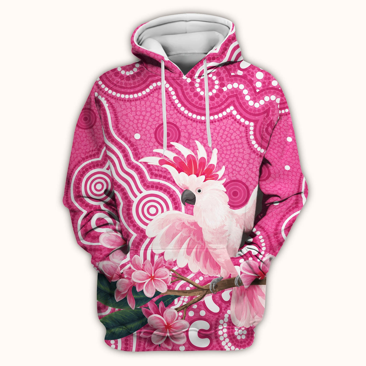 Pink Cockatoo Floral Dot Nurse Scrub Top