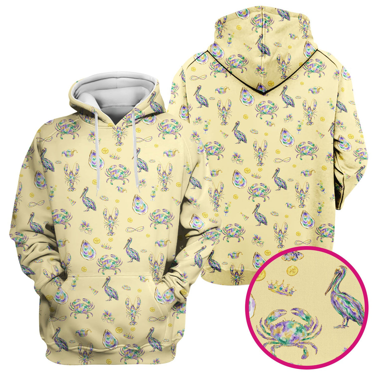 Mardi Gras Seafood Nurse Scrub Top