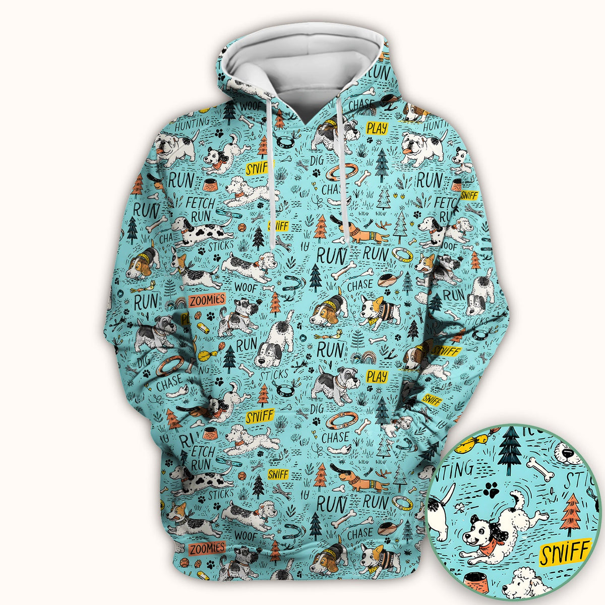 Cartoon Puppy Adventure Nurse Scrub Top