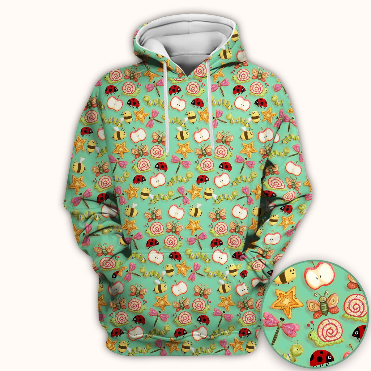 Snail Ladybug Caterpillar Apple Garden Nurse Scrub Top