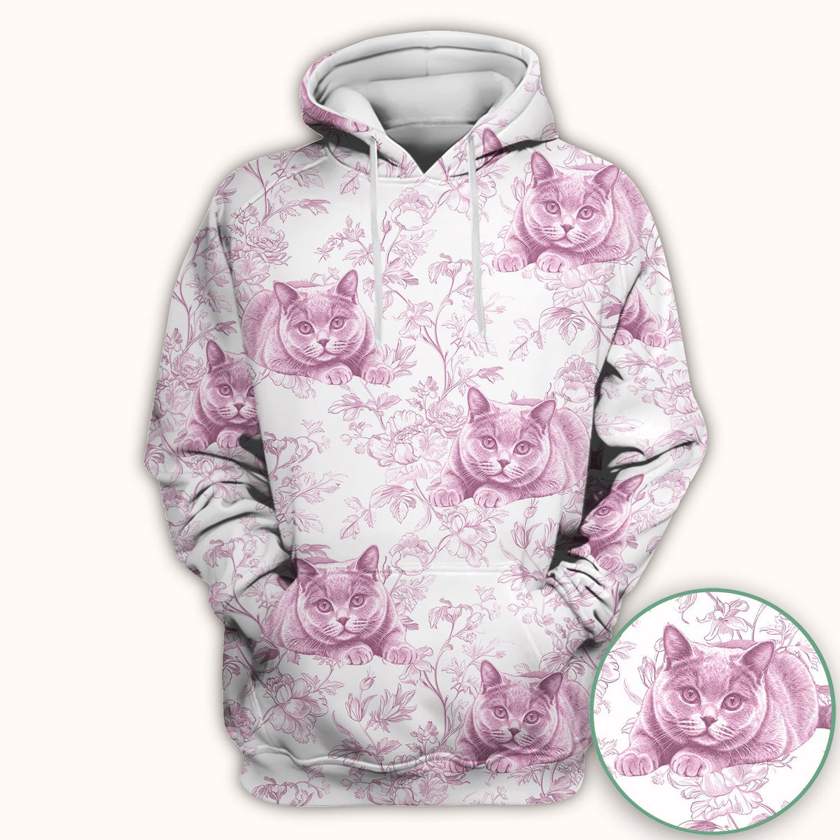 Dog Cat Chinoiserie Nurse Scrub Top