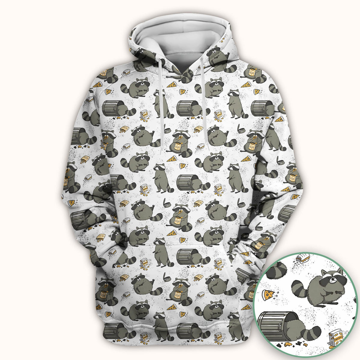 Raccoon Snack Trash Can Nurse Scrub Top