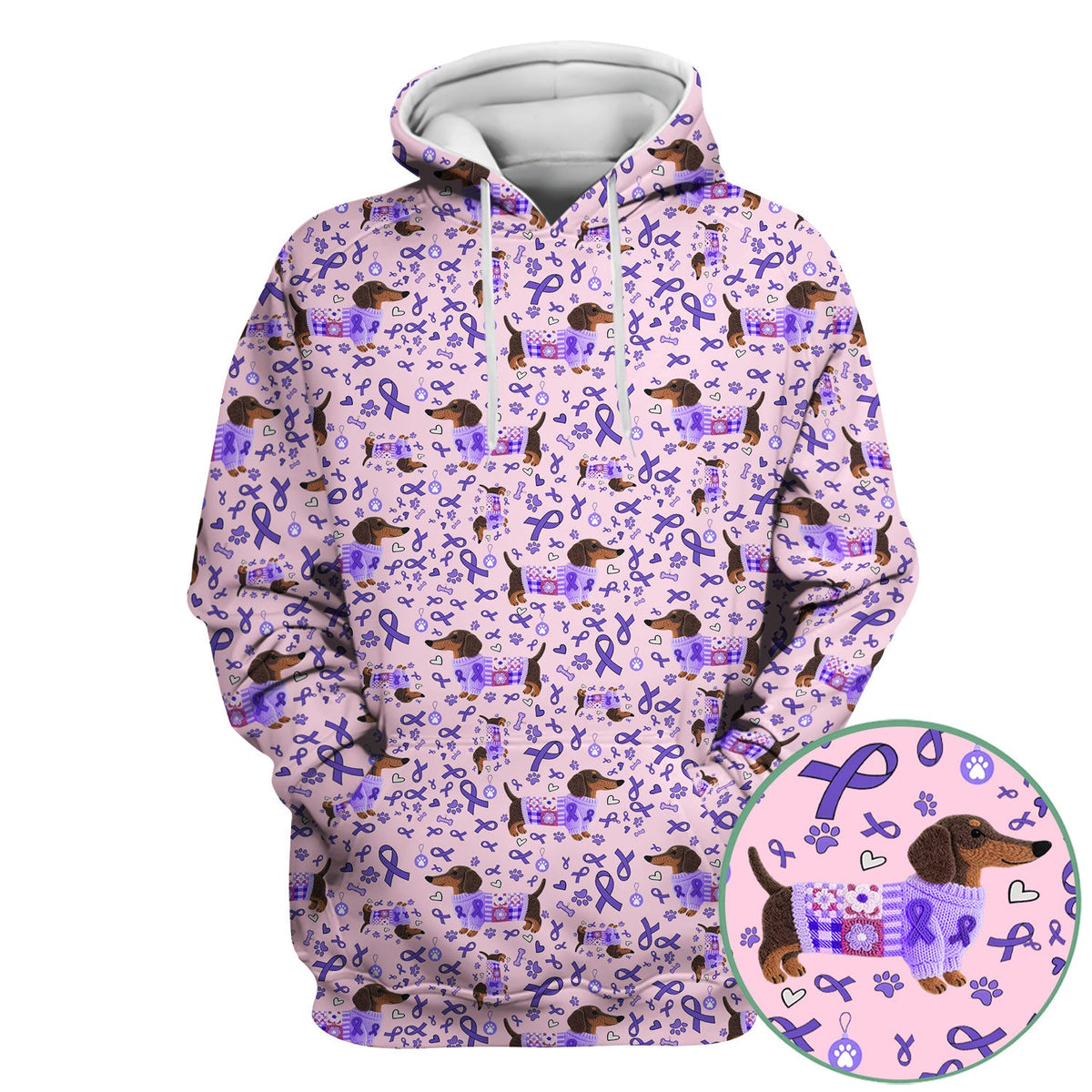 Purple Ribbon Dachshund Nurse Scrub Top