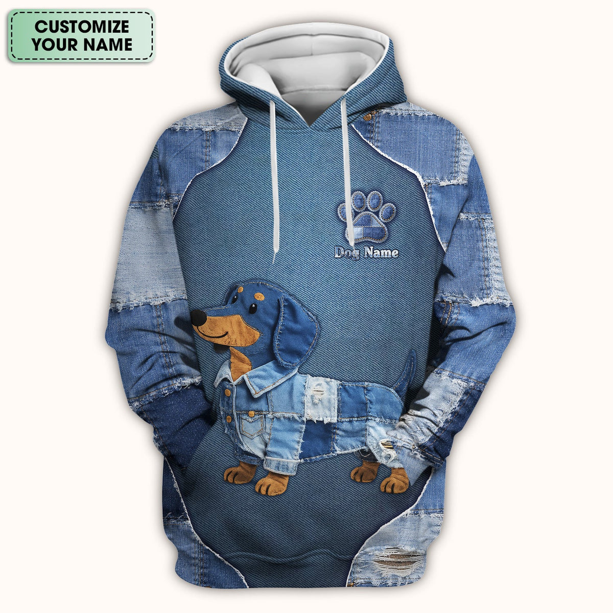 Personalized Denim Dachshund Nurse Scrub Top