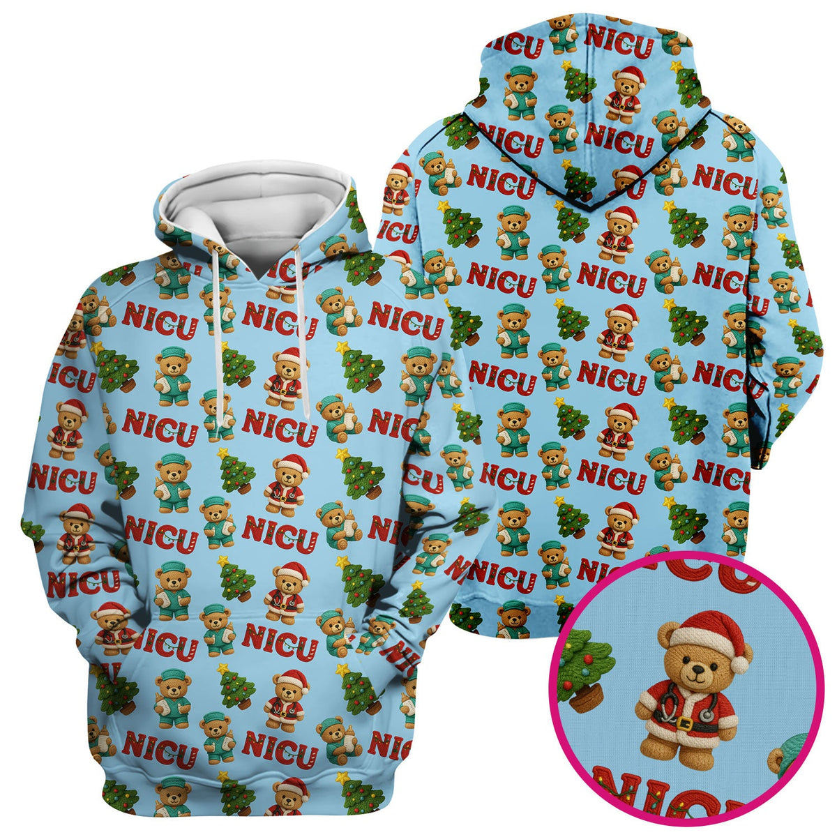 NICU Nurse Teddy Bear Scrub Top - Christmas Gift