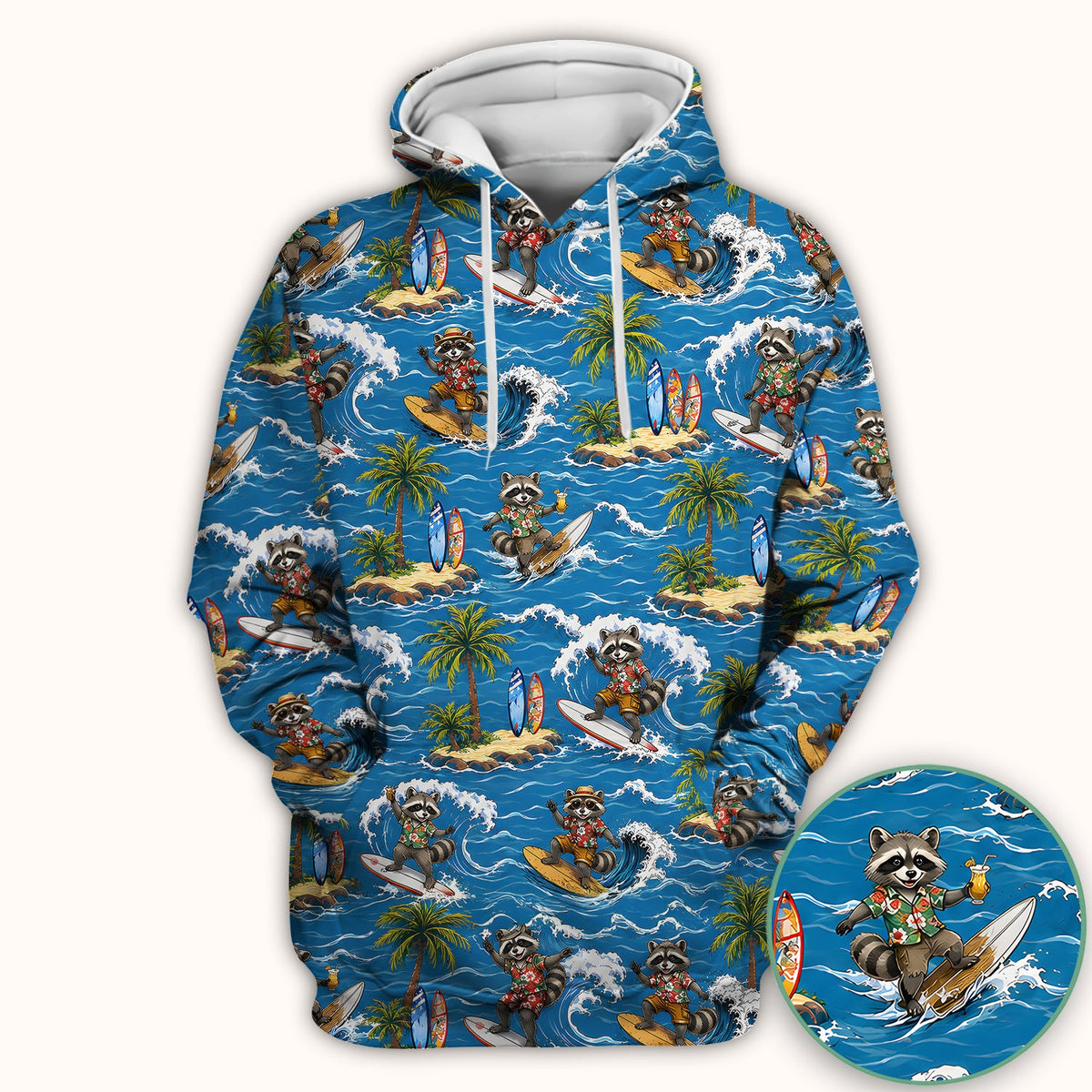 Tropical Surfing Raccoon Island Nurse Scrub Top