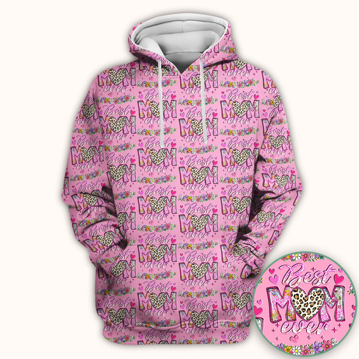Best Mom Ever Leopard Heart Nurse Scrub Top