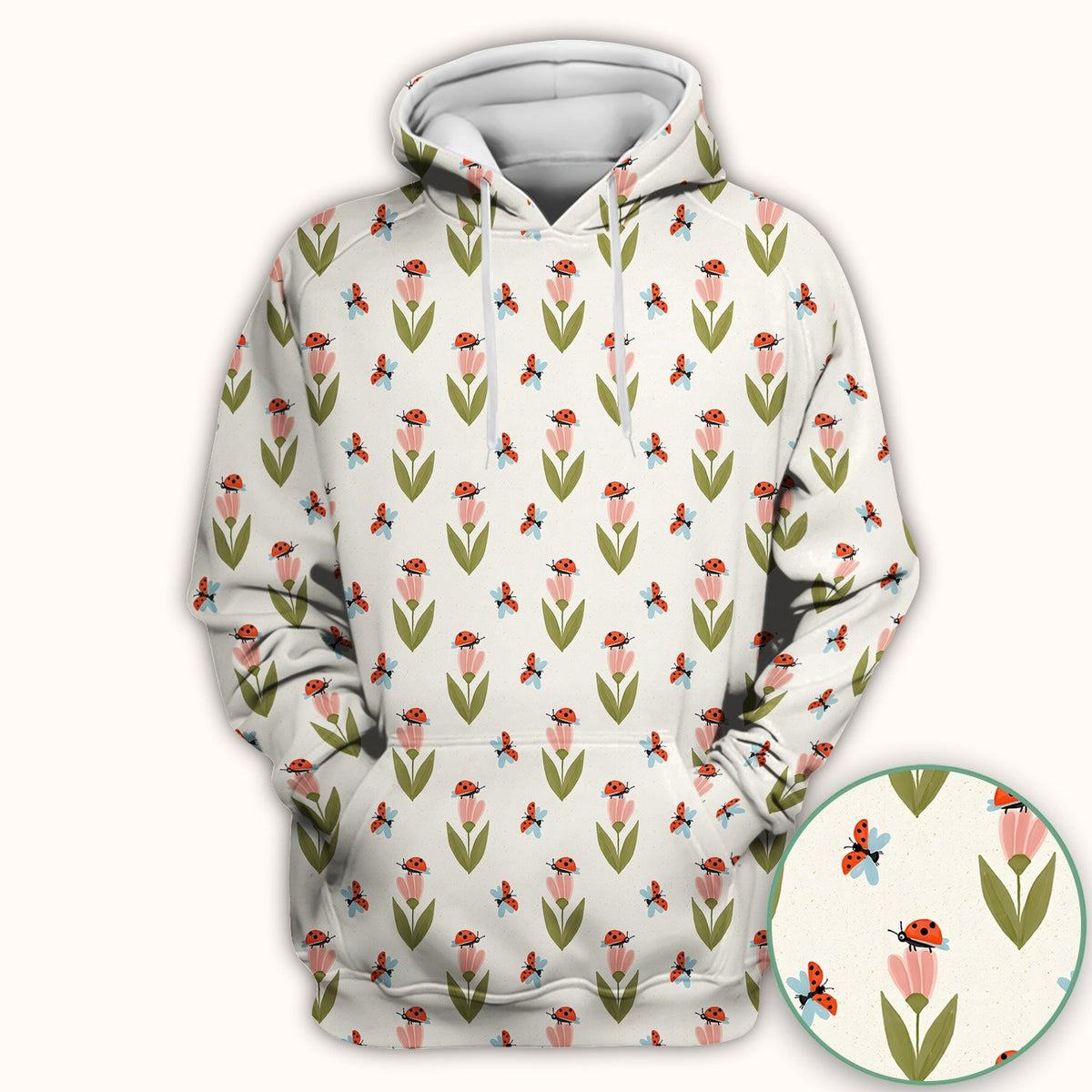 Ladybug Tulip Floral Nurse Scrub Top