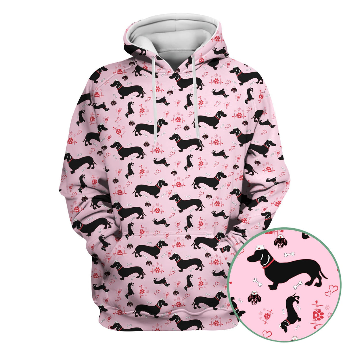 Dachshund Scrub Top - Cute Dog Print Scrubs for Women, Men Multi Color - Animal Scrub Shirt Gift for Nurse, CNA, RN, Doctor