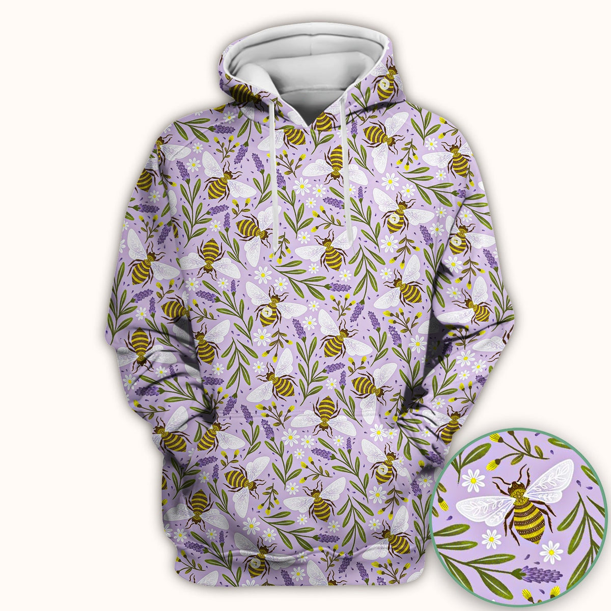 Lavender Bee Floral Nurse Scrub Top