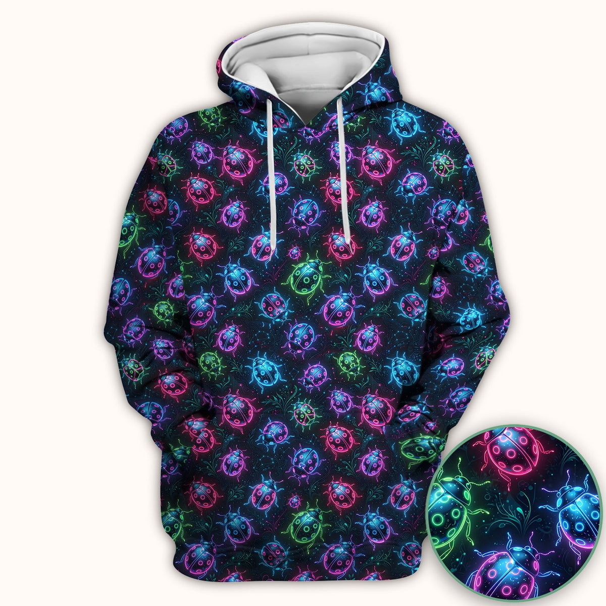 Colorful Neon Ladybug Nurse Scrub Top